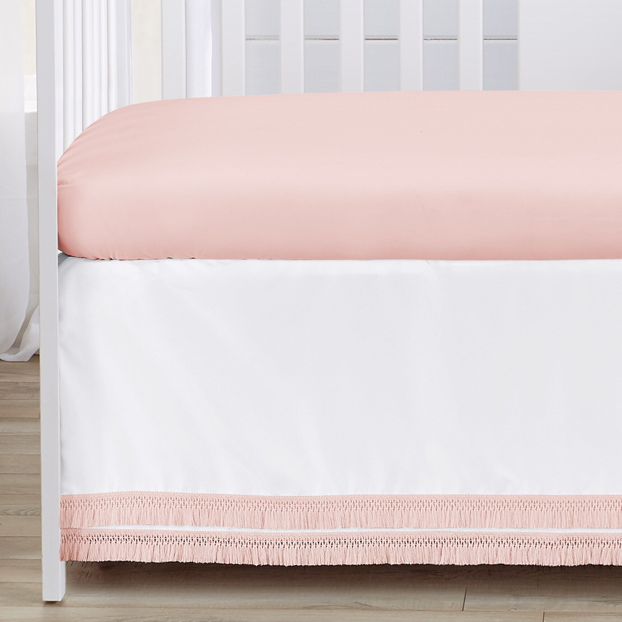 Blush pink crib bumper cheap